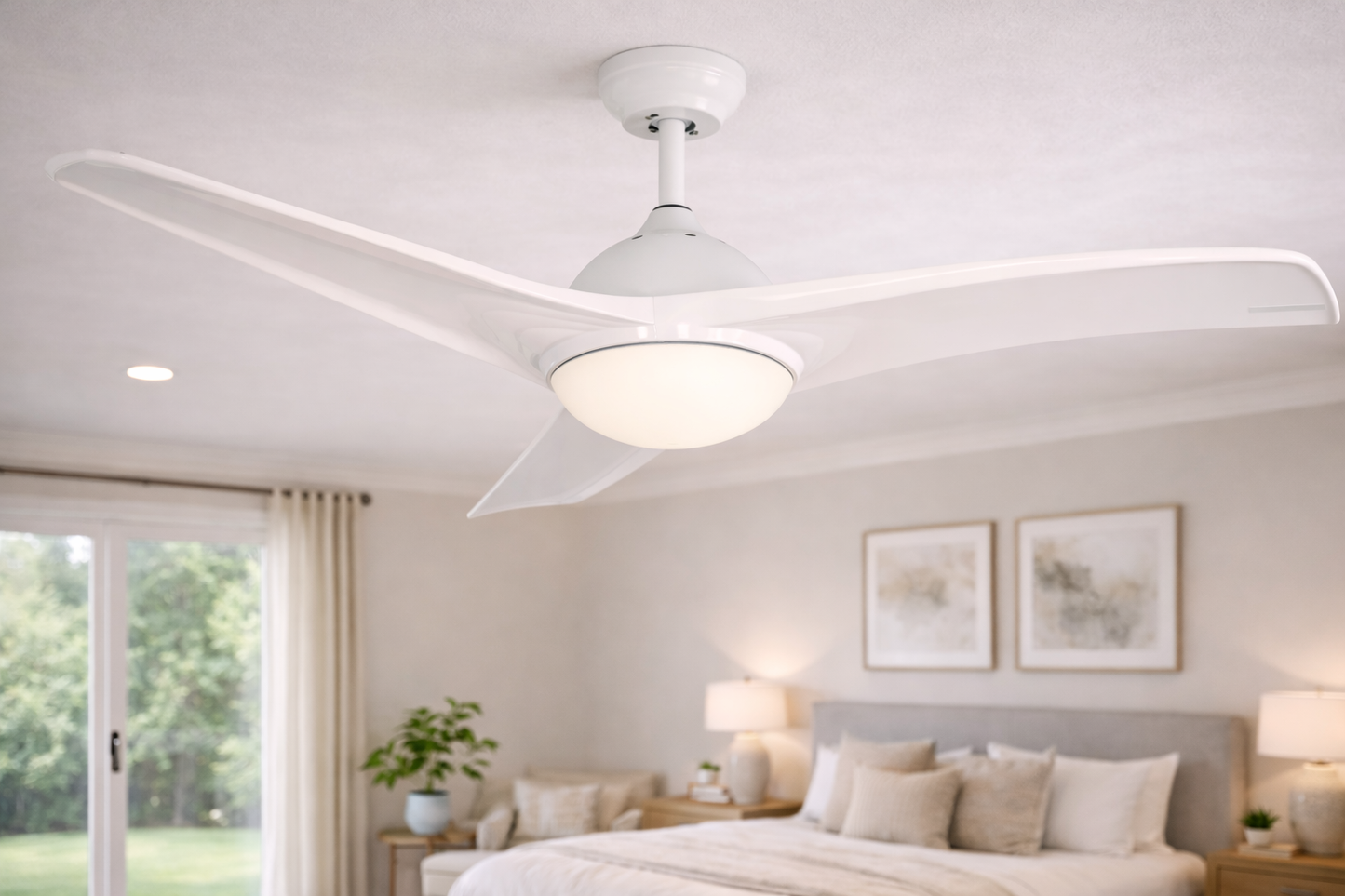 52" Ceiling Fan – White (2-Light E27, 40W, Remote Control, DC Motor)