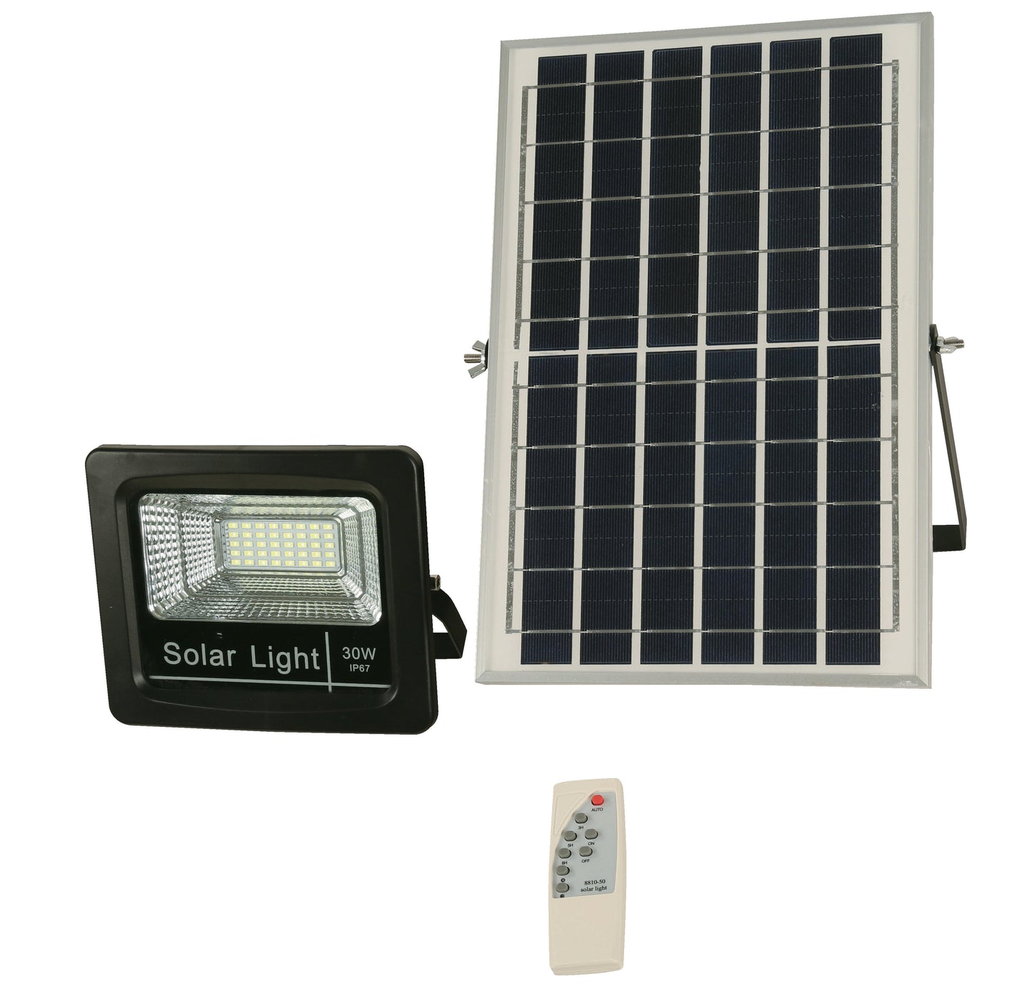 1-Light LED Solar Flood Light – Matte Black (30W, 6500K) with Remote Control