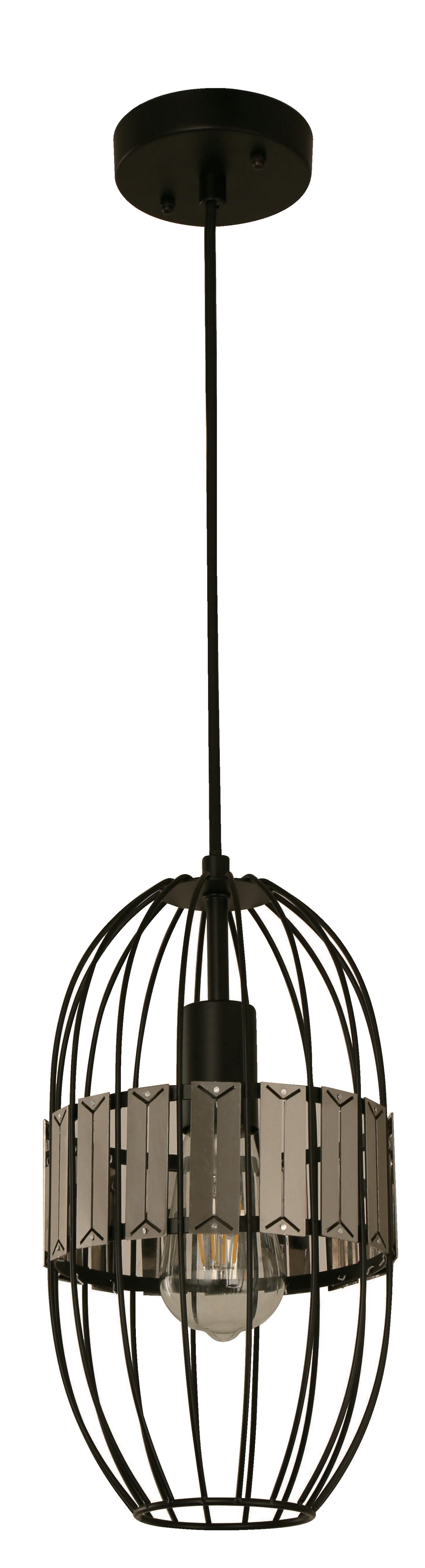 21091-2 L/CEN 1-Light Hanging Lamp – Matte Black
