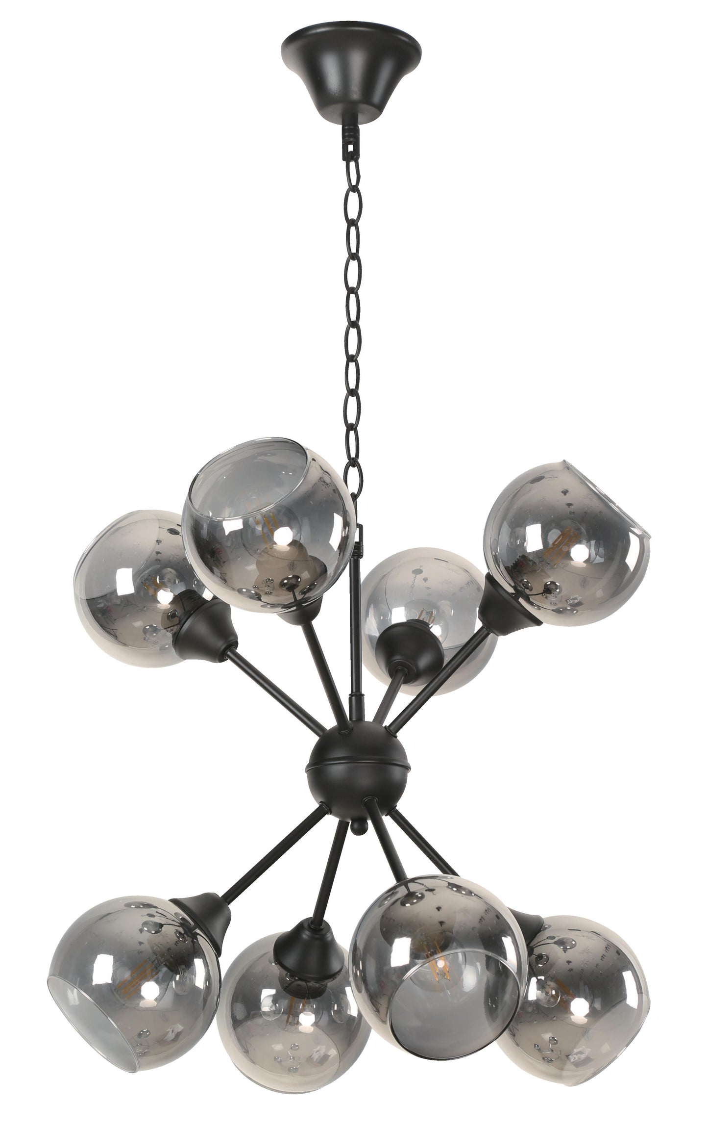 8-Light Hanging Lamp – Matte Black (E27, 60W)