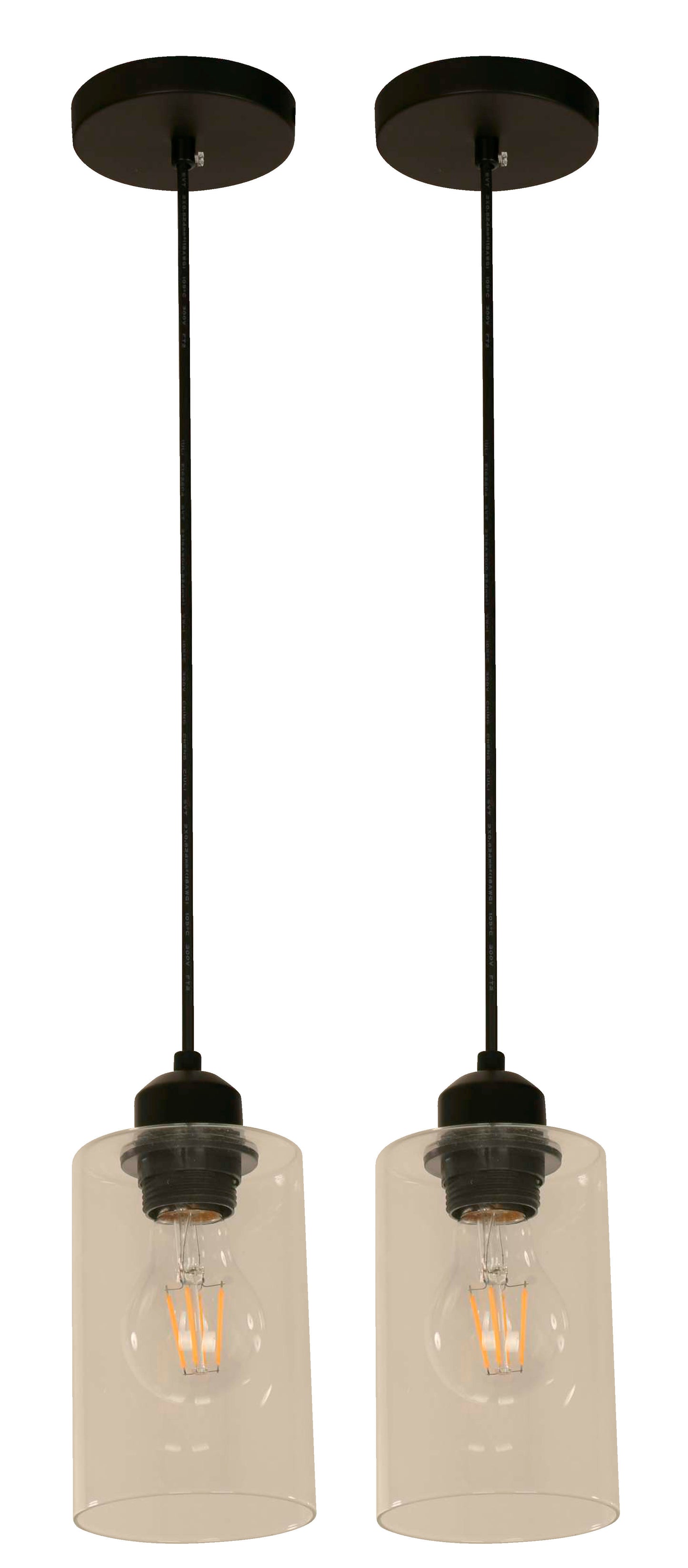 1-Light Hanging Lamp – Black (E27, 40W, Twin Pack)