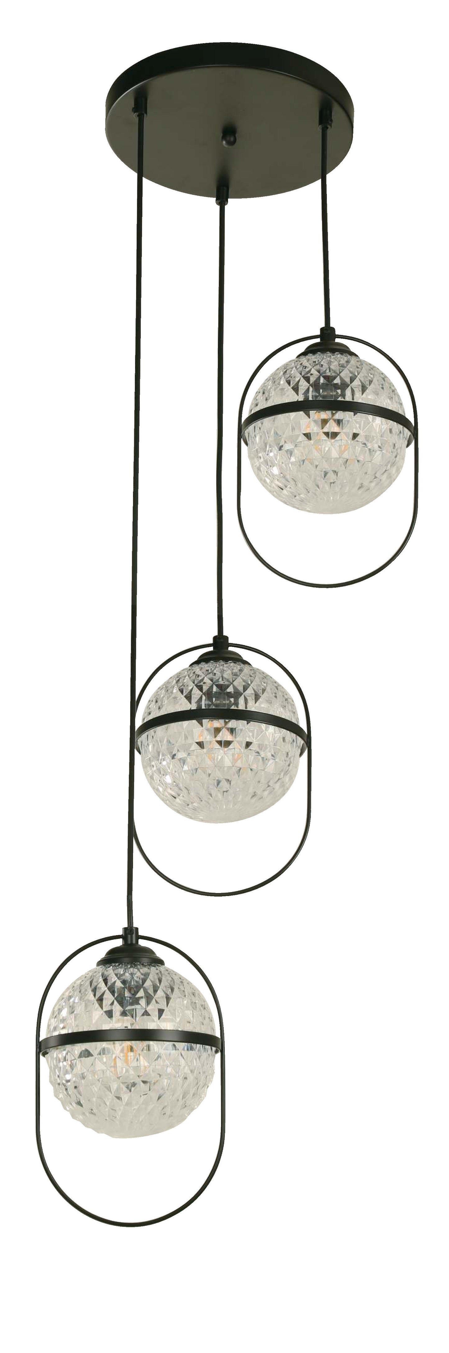 24082-2 L/CEN 3-Light Hanging Lamp – Black