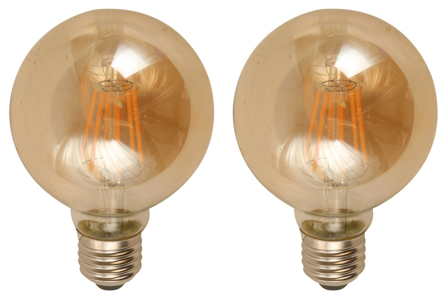 6W G80 LED Filament Bulb – E27 Base – 2400K Warm Amber (2-Pack)
