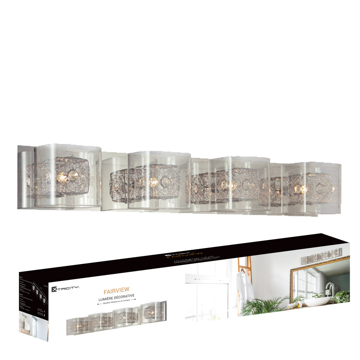 590204 VANITY LIGHT CHROME AND GLASS 3 LIGHTS
