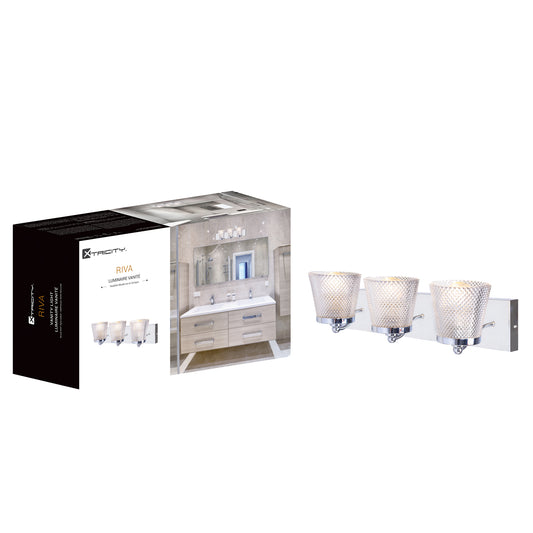 590215 VANITY LIGHT 3 HEADS CHROME "RIVA"