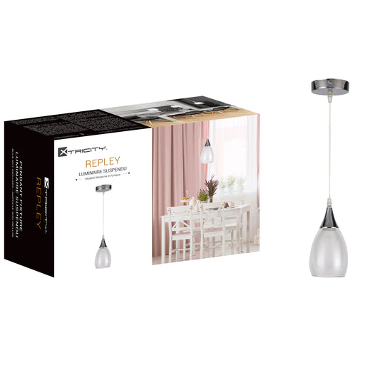 590255 PENDANT FIXTURE 1 LAMP WHITE & CLEAR