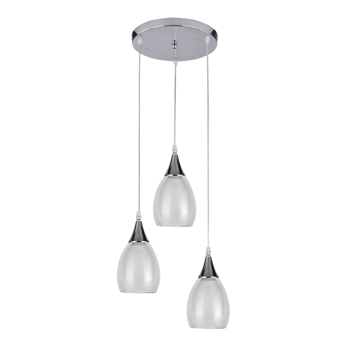 590256 PENDANT FIXTURE 3 LAMP WHITE & CLEAR