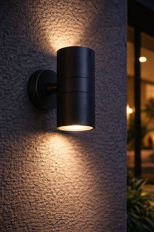 2-Light Outdoor Wall Lamp – Black (GU10, 7W)