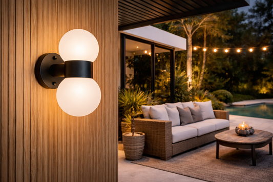 2-Light Outdoor Wall Lamp – Sand & Black (E27, 10W)
