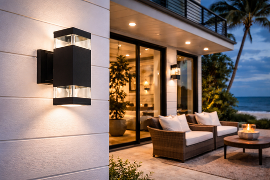 2-Light Outdoor Wall Lamp – Sand & Black (E27, 10W)