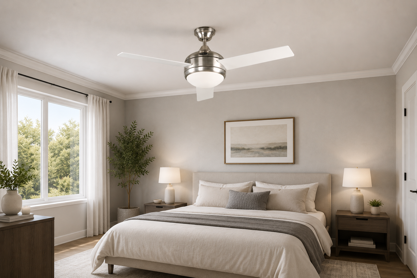 L/CEN 48" 3-Blade Ceiling Fan – Satin Nickel with Wall Control – 03092-4