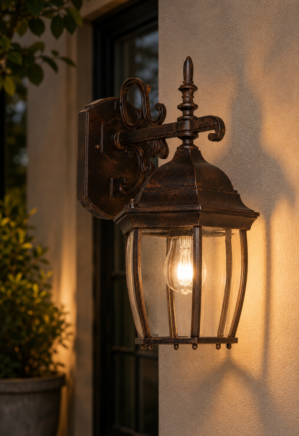 L/CEN 1-Light Outdoor Wall Lamp – Brown Finish – 4567-9