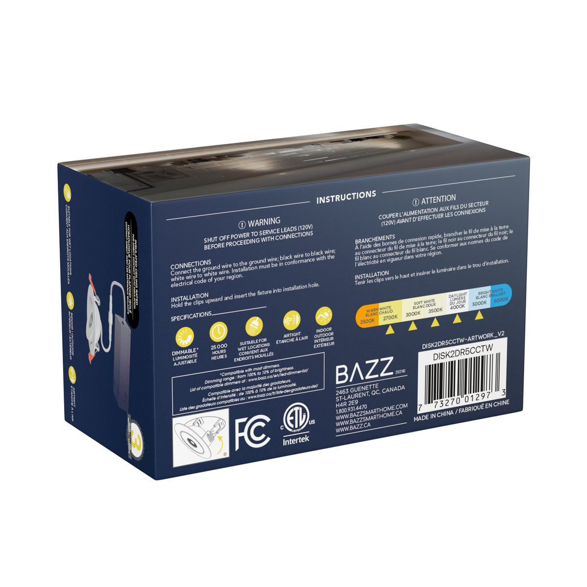 DISK2DR5CCTW 2' DIRECTIONAL WHITE LED RECESSED 5CCT