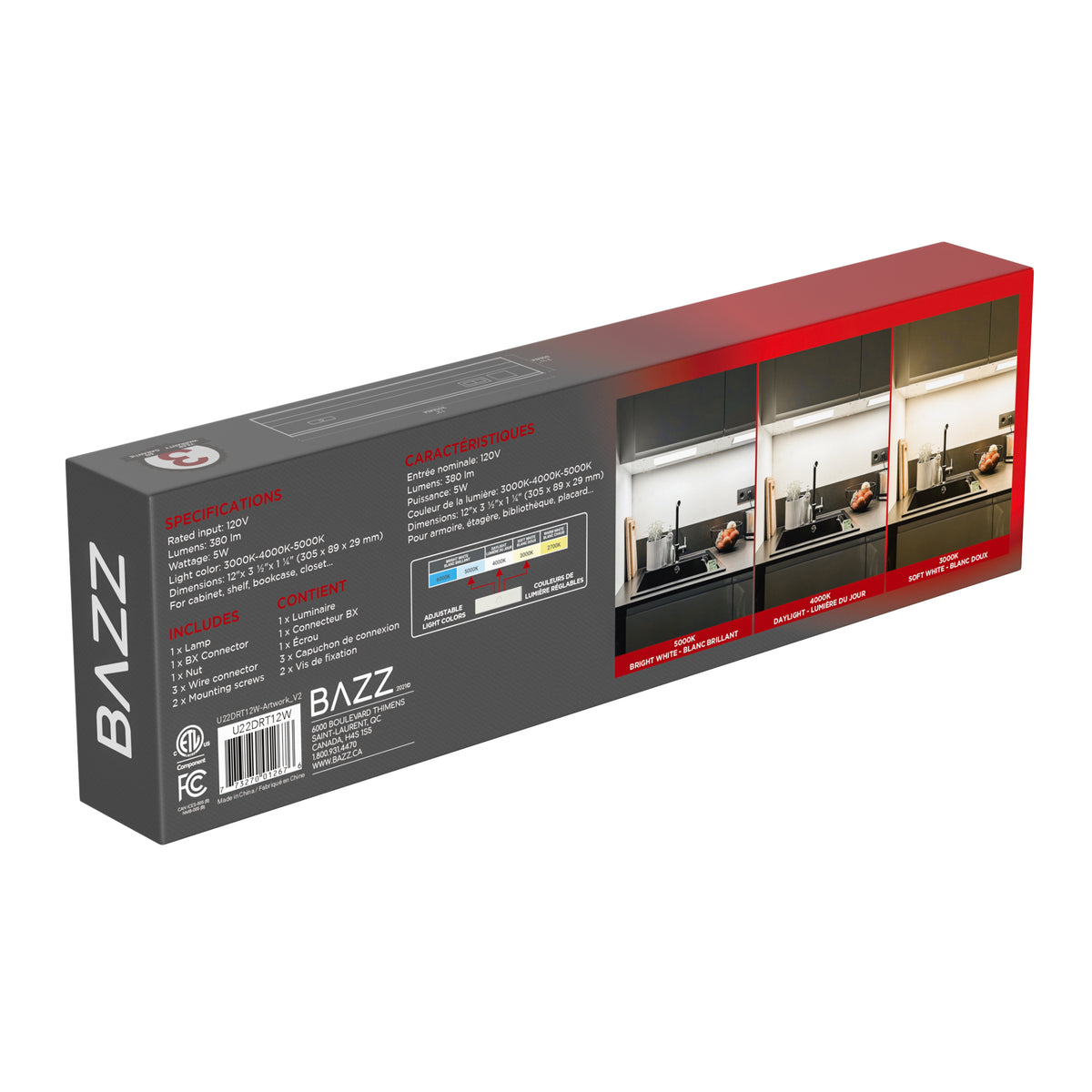 U22DRT12W 12" DIRECT WIRE LED BAR WHITE