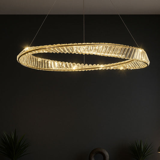 CRYSTAL PENDANT DECORATIVE LAMP 58W LED CCT GOLD