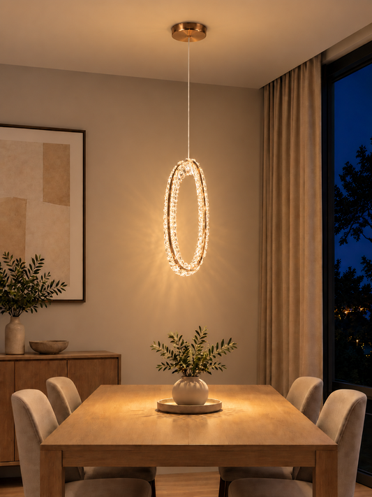 CRYSTAL PENDANT DECORATIVE LAMP GOLD