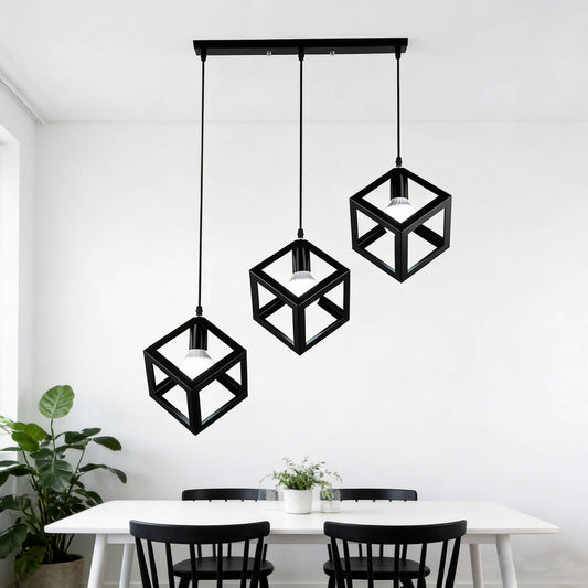 PENDANT DECORATIVE LAMP E27*3 BLACK FINISHED