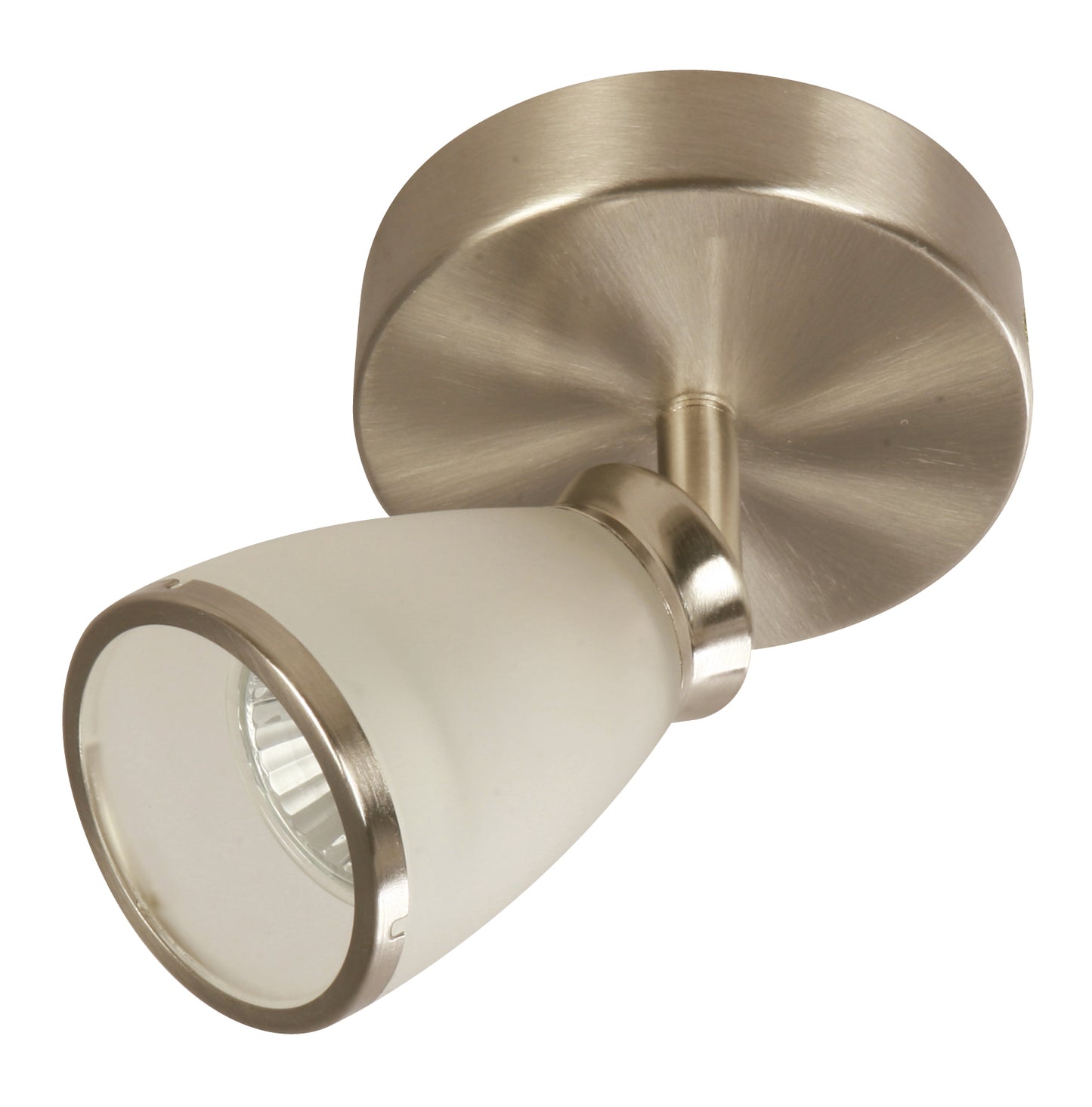 Modern Single Spot Light – Satin Nickel & Glass (120V, 60Hz)
