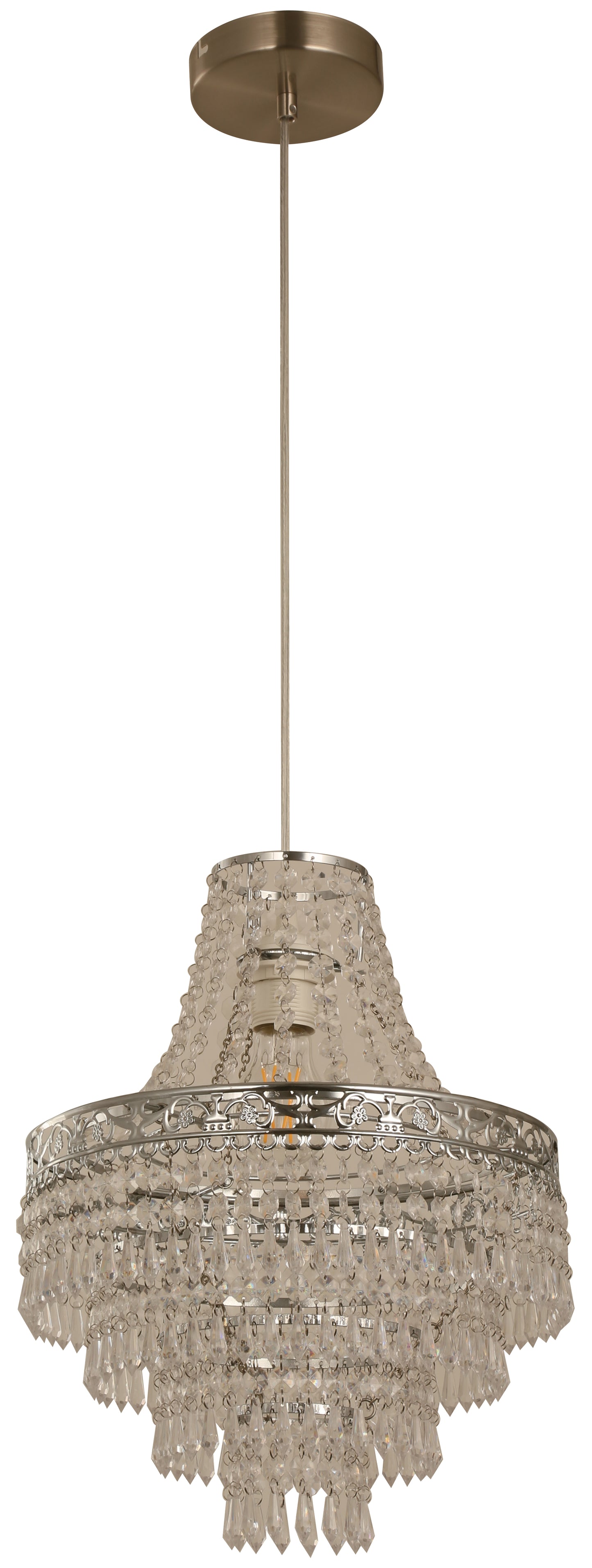 20838-4 L/CEN 1-Light Hanging Lamp – Satin Nickel