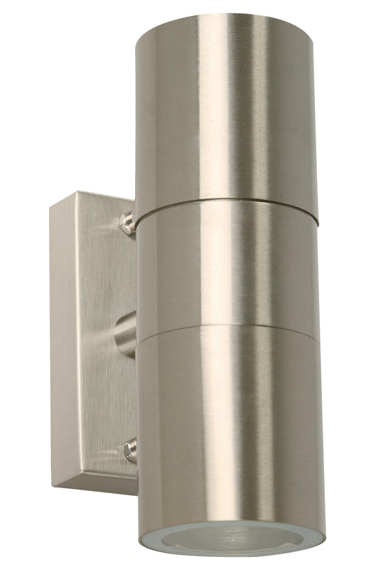 2-Light Outdoor Wall Lamp – Satin Nickel (GU10, 35W)