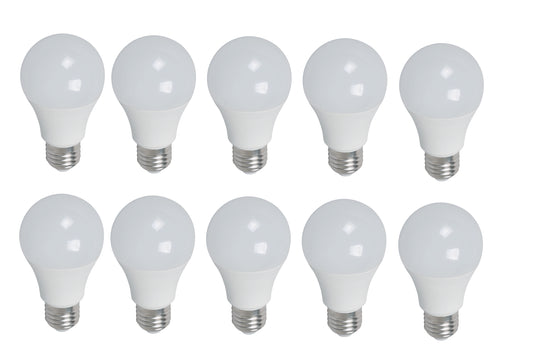 9W LED A60 Bulb – E27 Base, 6500K (85–265V) – 10 Pack