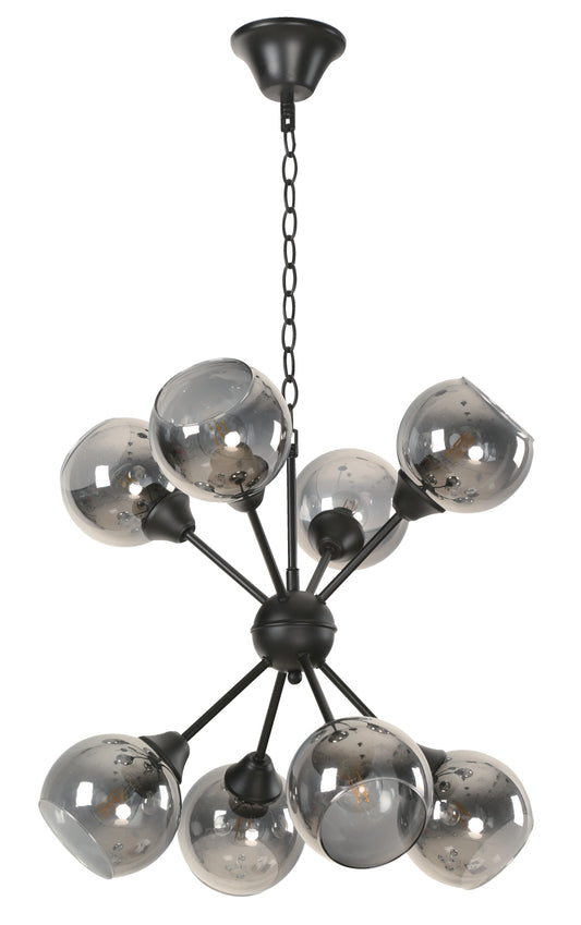 8-Light Hanging Lamp – Matte Black (E27, 60W)