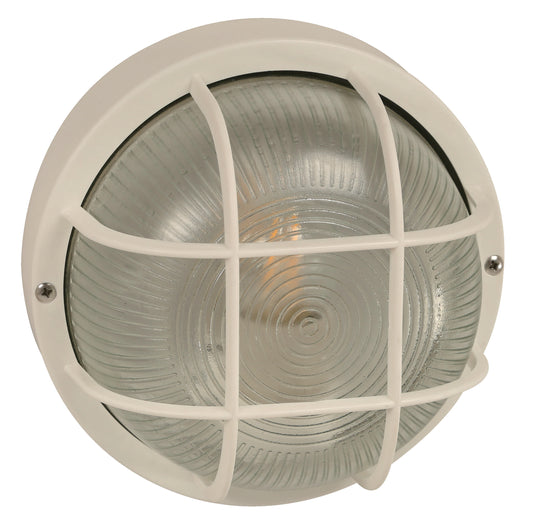 1-Light Outdoor Bunker Lamp – Matte White (E27, 12W)