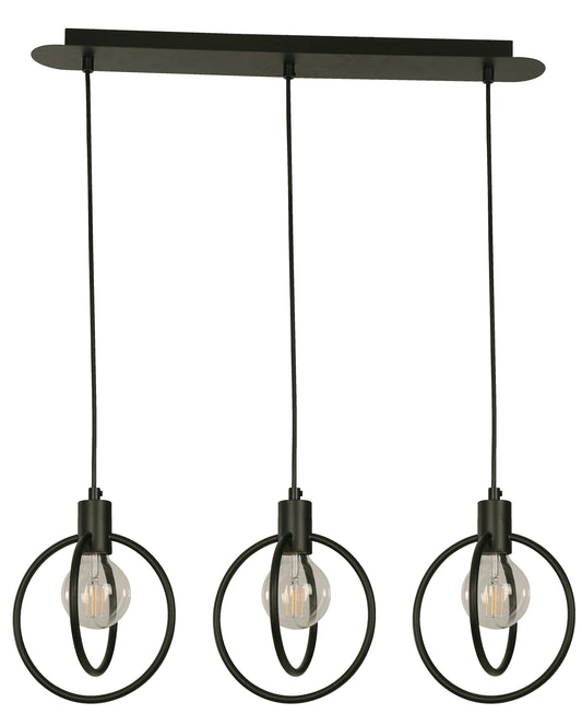 23159-2 L/CEN 3-Light Hanging Lamp – Matte Black