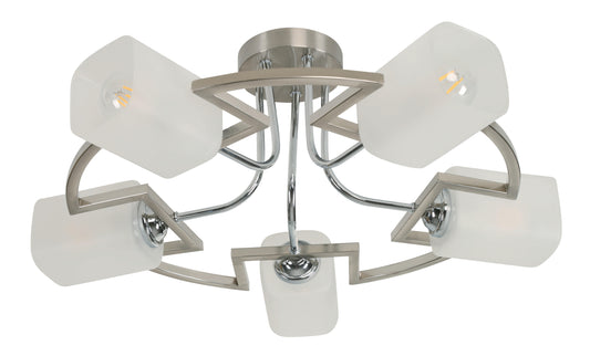 5-Light Ceiling Lamp – Chrome (E27, 40W)