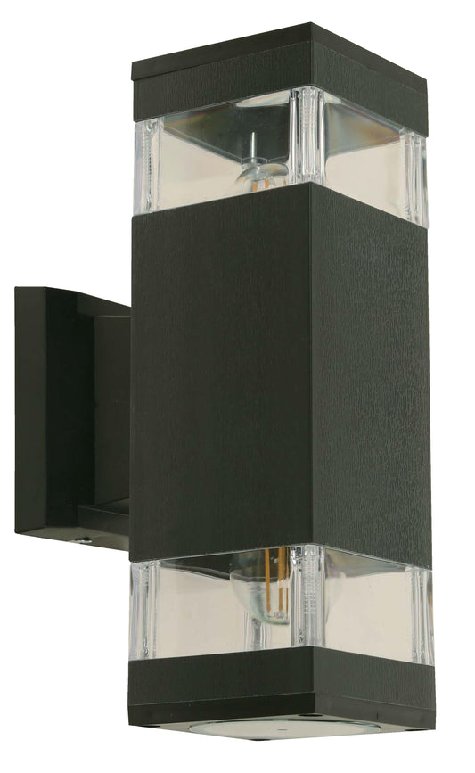 2-Light Outdoor Wall Lamp – Sand & Black (E27, 10W)