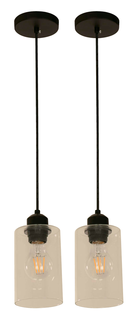 1-Light Hanging Lamp – Black (E27, 40W, Twin Pack)
