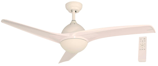 52" Ceiling Fan – White (2-Light E27, 40W, Remote Control, DC Motor)