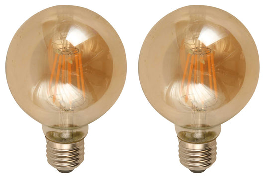 6W G80 LED Filament Bulb – E27 Base – 2400K Warm Amber (2-Pack)