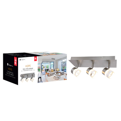 590087 TRACK BAR LED INTEGRATED 3 HEAD NICKEL