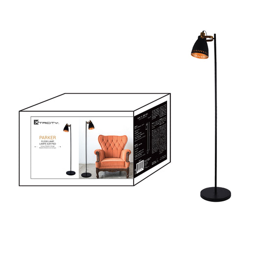 5-90140 FLOOR LAMP 1 HEAD BLACK & GOLD
