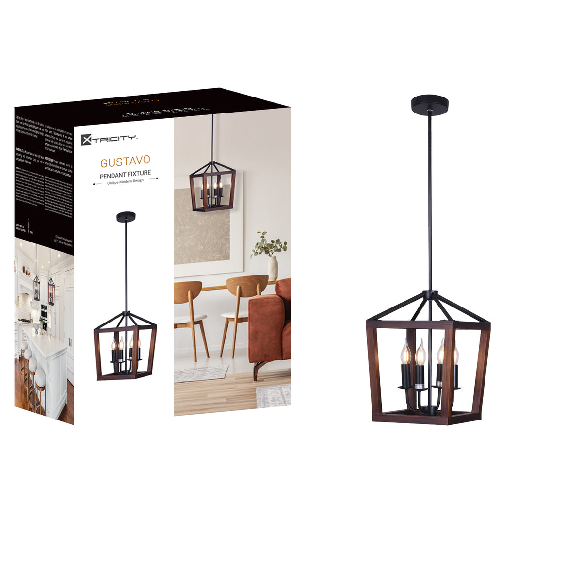 590197 PENDANT FIXTURE 4 LIGHTS BLACK & BROWN