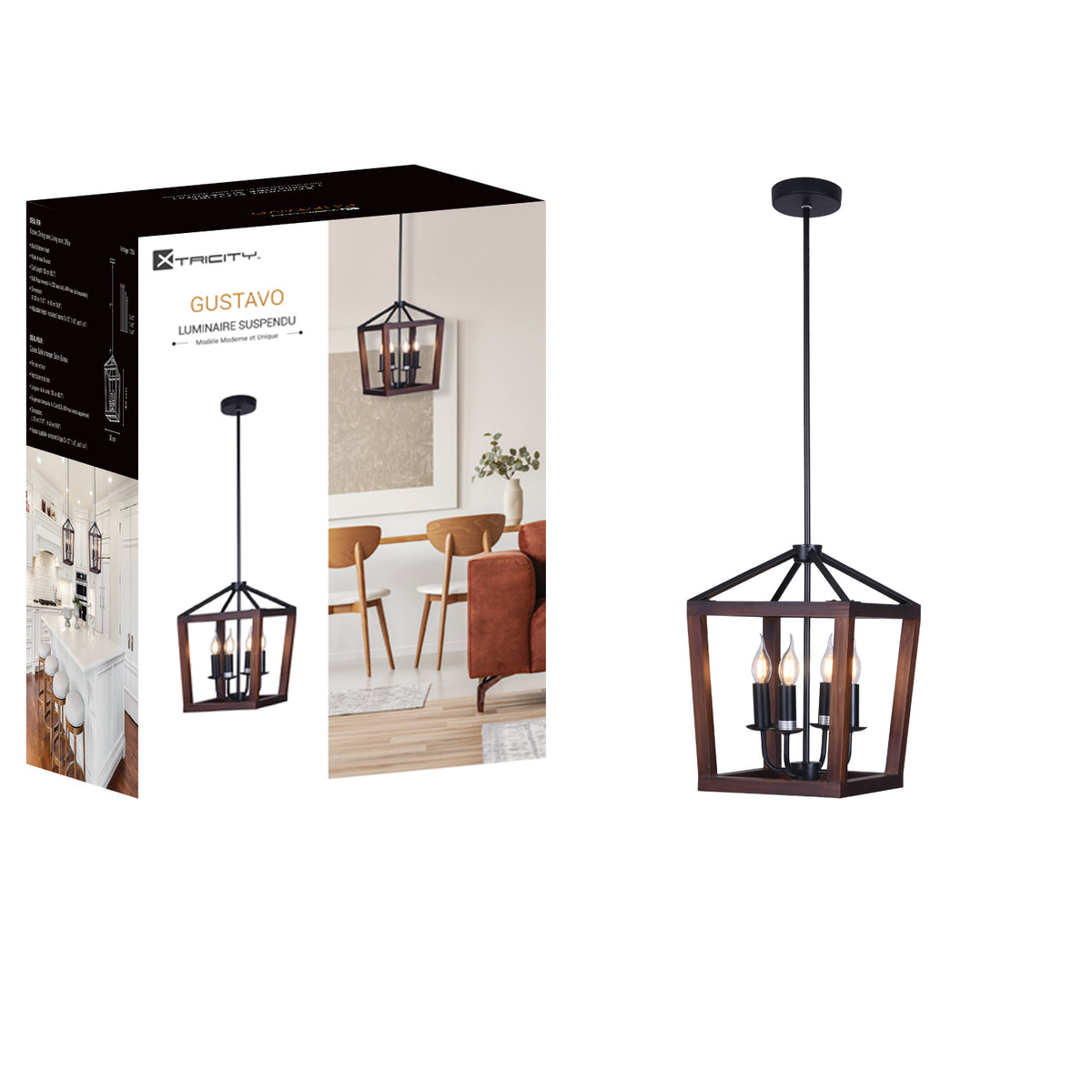 590197 PENDANT FIXTURE 4 LIGHTS BLACK & BROWN
