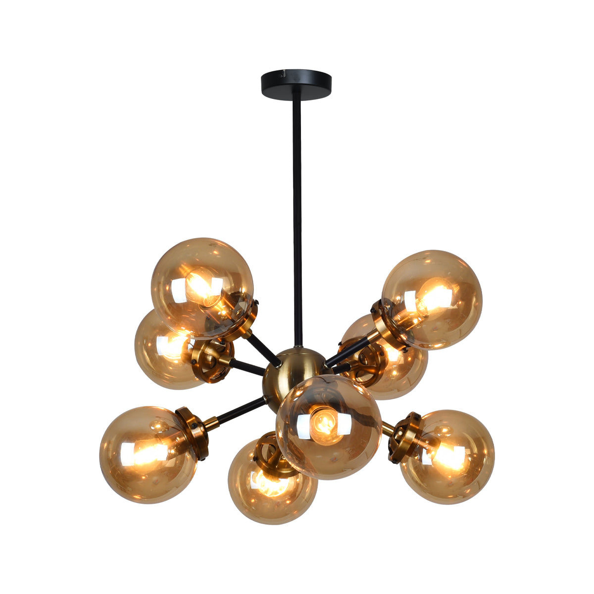 590198 PENDANT FIXTURE 8 LIGHTS BLACK & GOLD