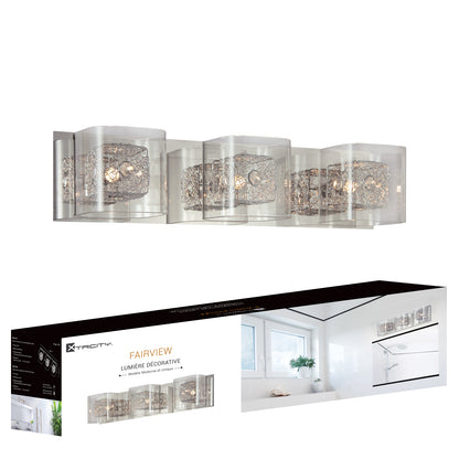 590203 VANITY LIGHT CHROME AND GLASS 3 LIGHTS