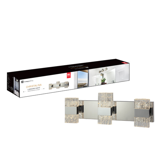590205 VANITY LIGHT CHROME AND GLASS 3 LIGHTS