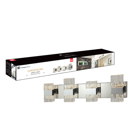 590206 VANITY LIGHT CHROME AND GLASS 4 LIGHTS