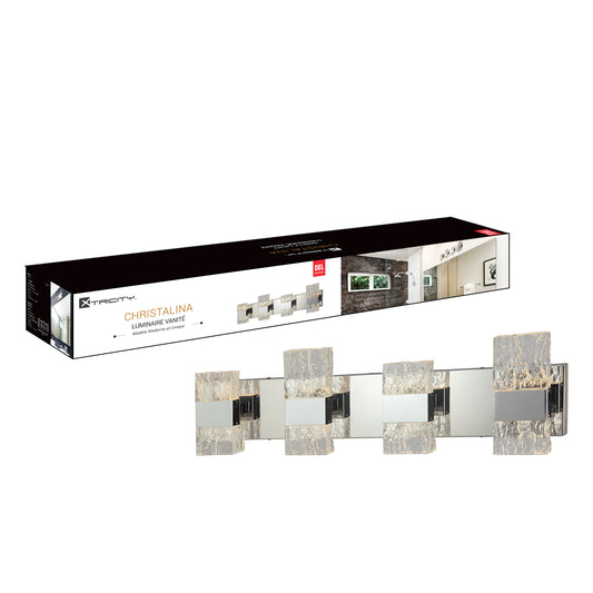 590206 VANITY LIGHT CHROME AND GLASS 4 LIGHTS