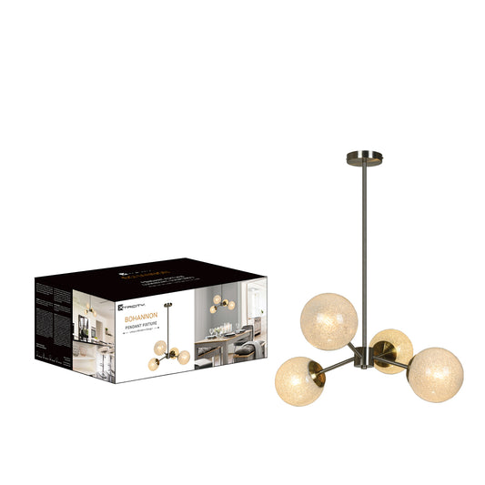 590207 PENDANT FIXTURE 4 LIGHTS NICKEL & AB