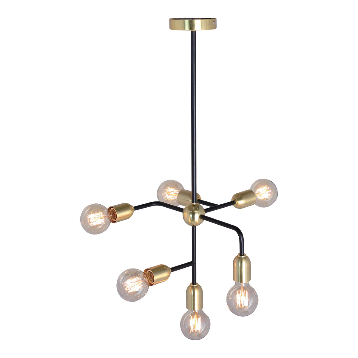 590211 PENDANT FIXTURE 6 LIGHTS BLACK & GOLD