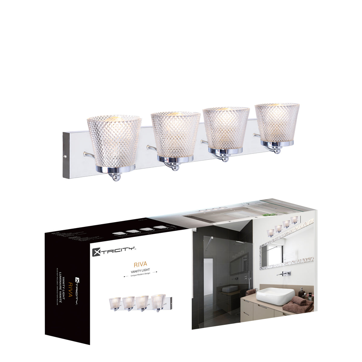 590216 VANITY LIGHT 4 HEAD CHROME "RIVA"