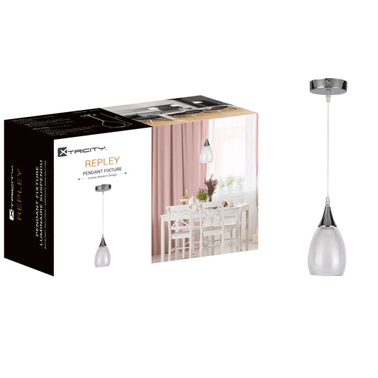 590255 PENDANT FIXTURE 1 LAMP WHITE & CLEAR