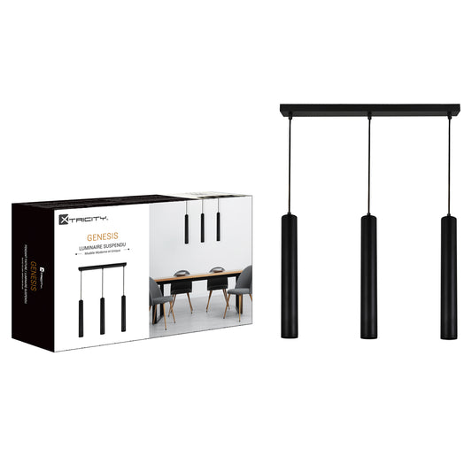 590287 PENDANT FIXTURE 3 LIGHTS BLACK