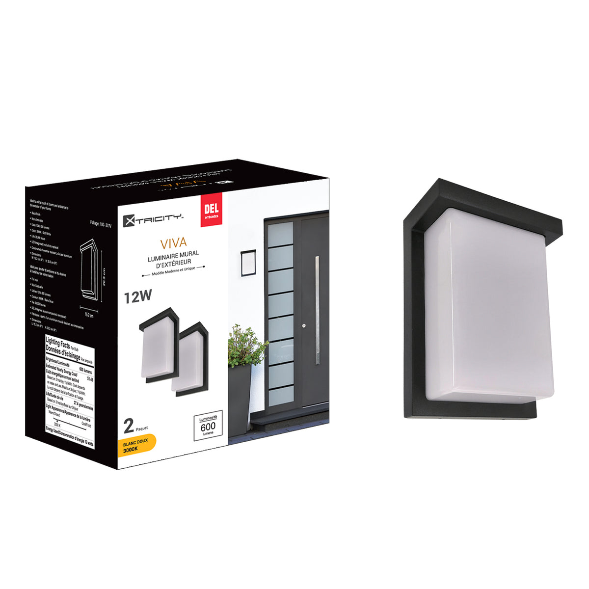 590342 OUTDOOR WALLMOUNT LED INTEGRATED BLACK 2PK