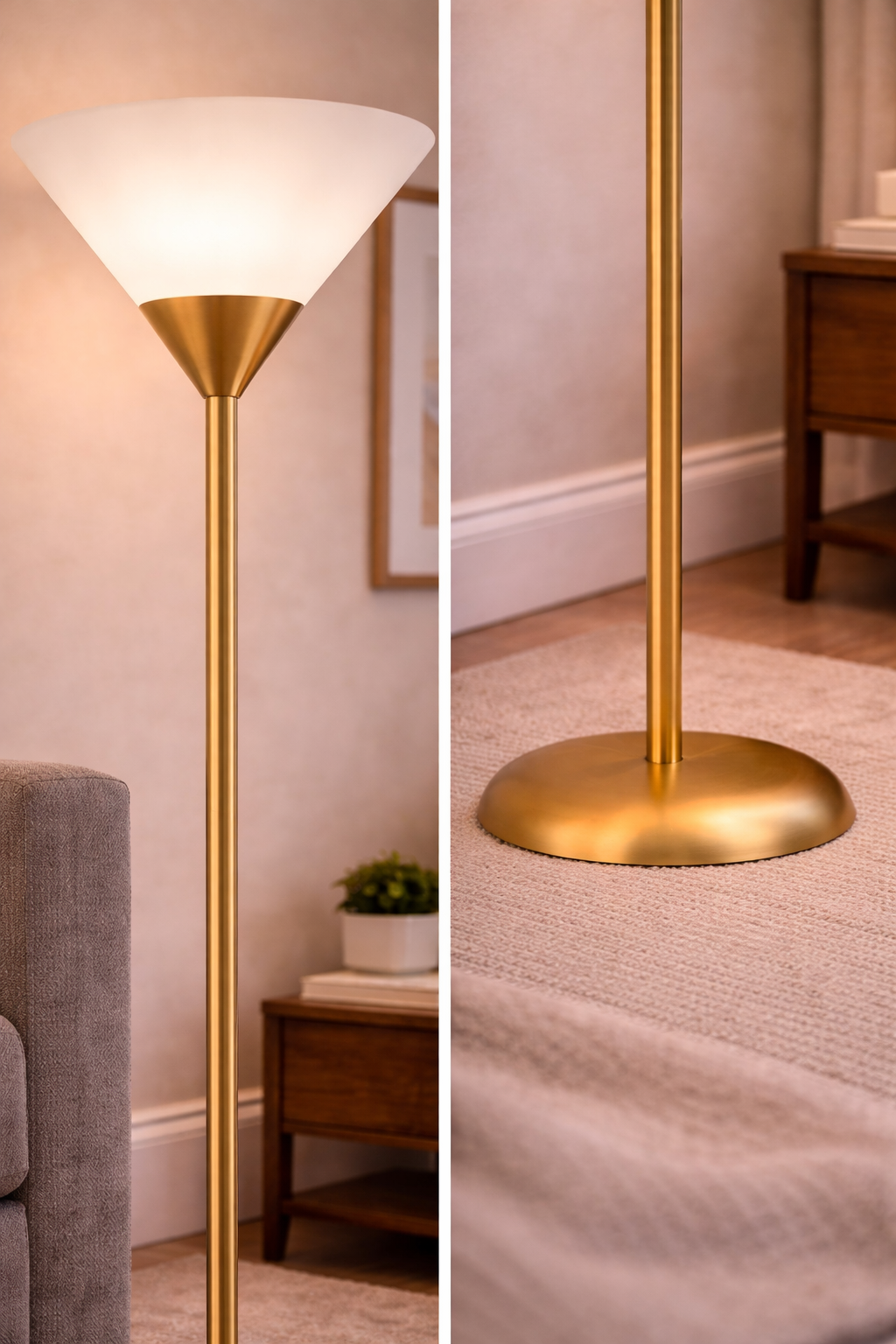 Elegant 1-Light Floor Lamp – Gold Finish (E27, 60W)