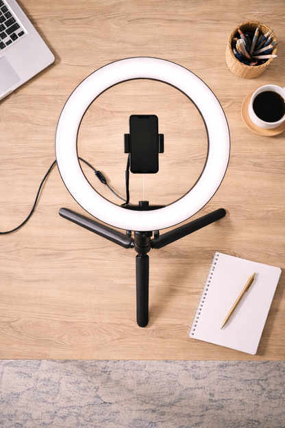 1-Light LED Table Lamp – Black (10W, 5V, 3000/4000/6000K, Tripod Included)